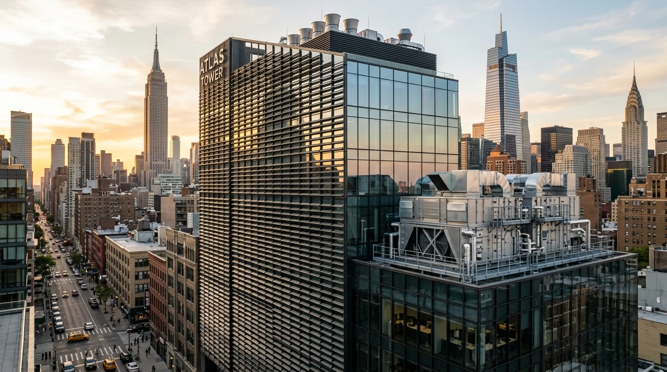 Modern NYC Office Tower with High Performance Glass Envelope and Rooftop HVAC