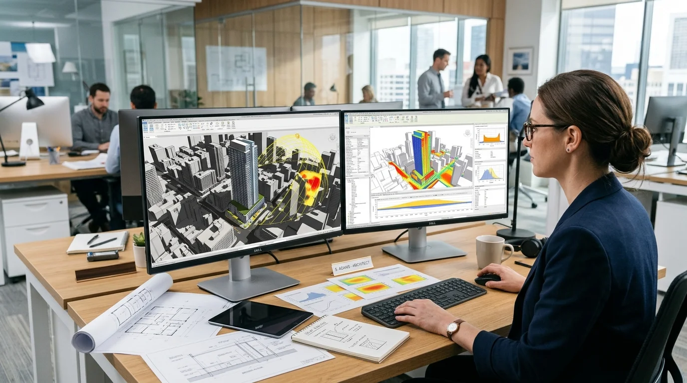 Architects and Engineers Modeling Building Orientation and Solar Shadow Studies in NYC