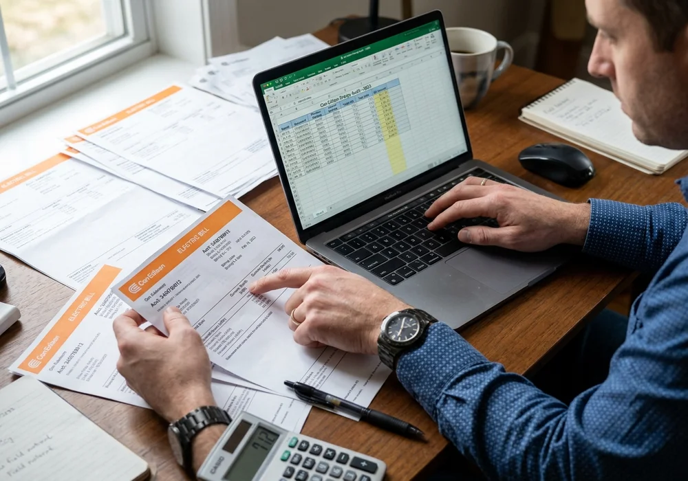 Energy Auditor Entering Con Edison Utility Bills and Metering Data into Energy Star Portfolio Manager