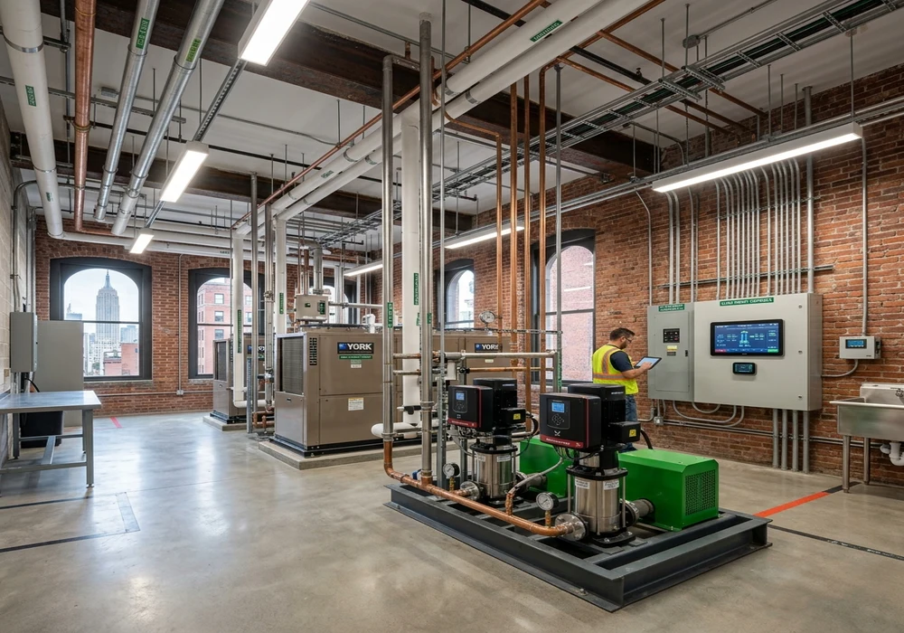 High efficiency HVAC equipment and smart building controls installed in a historic NYC property