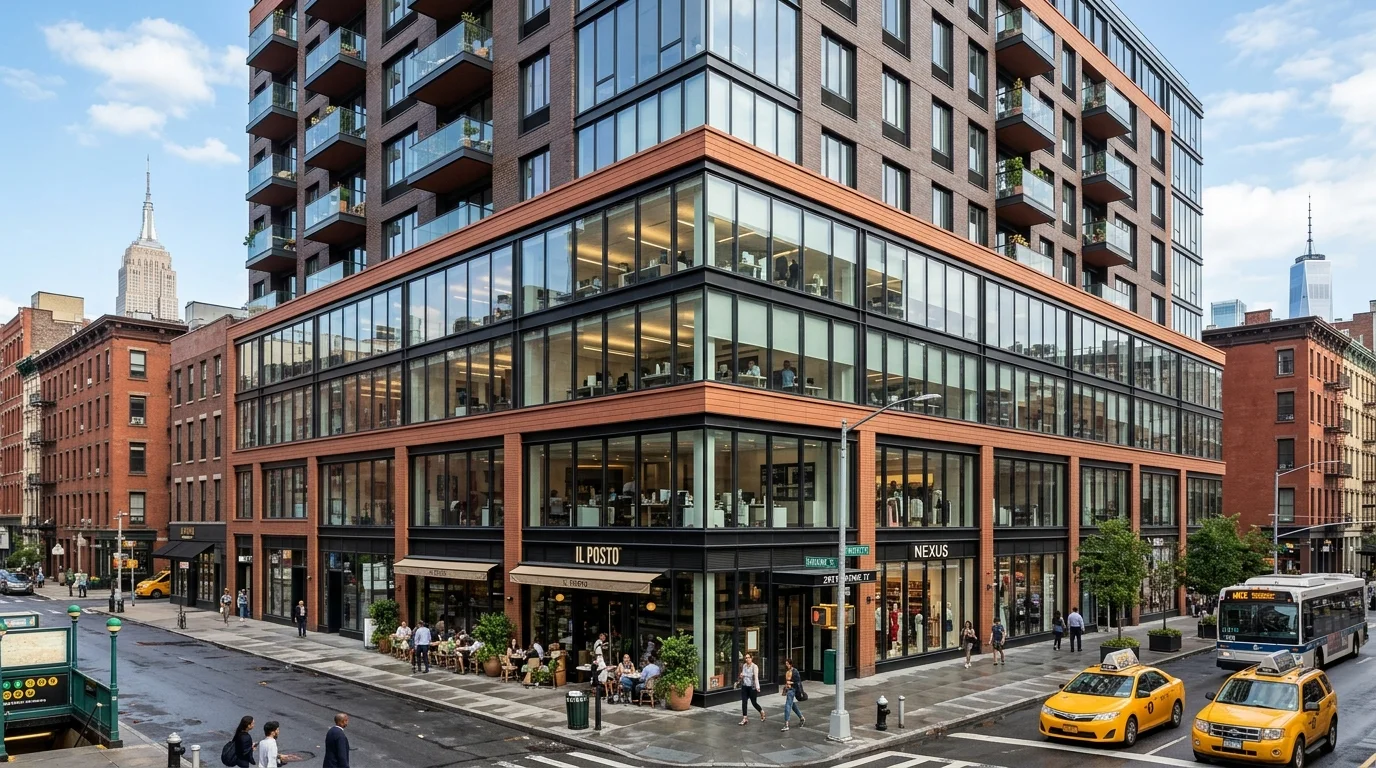 Modern Multi-Story Mixed-Use Commercial and Residential Building in NYC