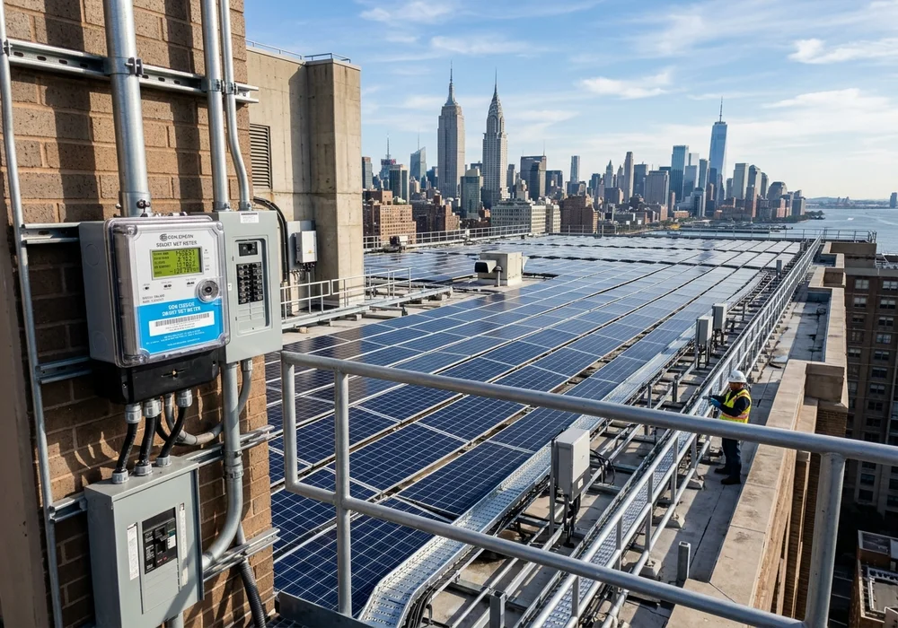 Commercial Rooftop Solar and Bi-Directional Utility Net Meter in New York City
