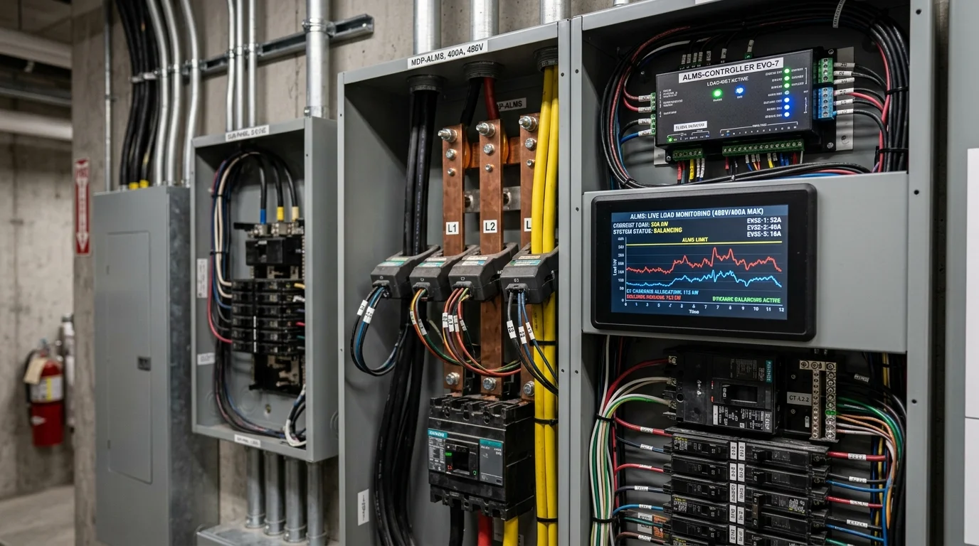 Commercial Master Electrical Panel with Automatic Load Management System ALMS Controllers and CT Clamps